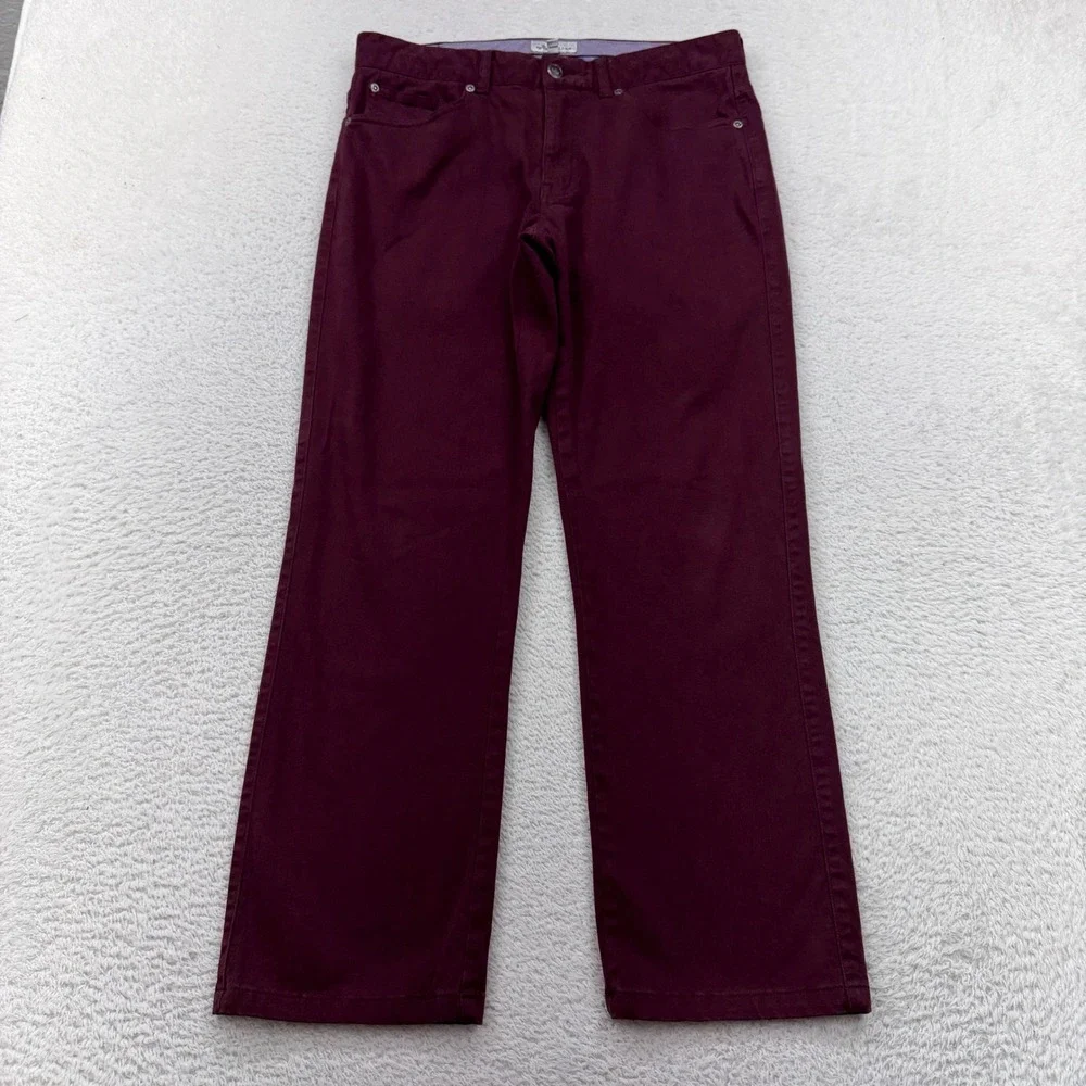 Peter Millar Mens 32 Burgundy Cotton Modal Stretch 5-Pocket Straight Leg Pants
